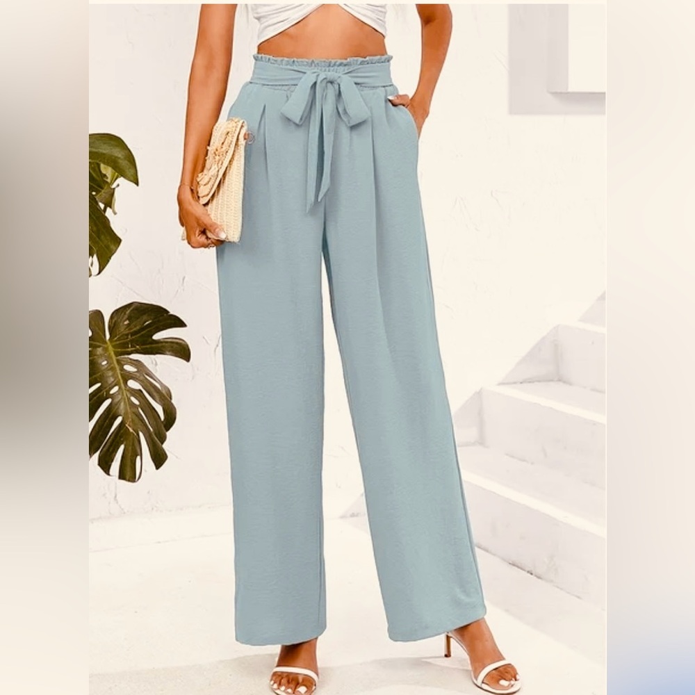 Elegant Blue High-Waisted Pants